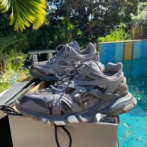 Authentic Balenciaga Track 2 Caged Grey Silver Open Hiking Running Sneaker 46 13